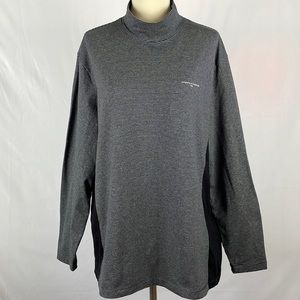 Roberta di Camerino Italy Black & Gray Striped Mock Turtleneck - Size Large/XL